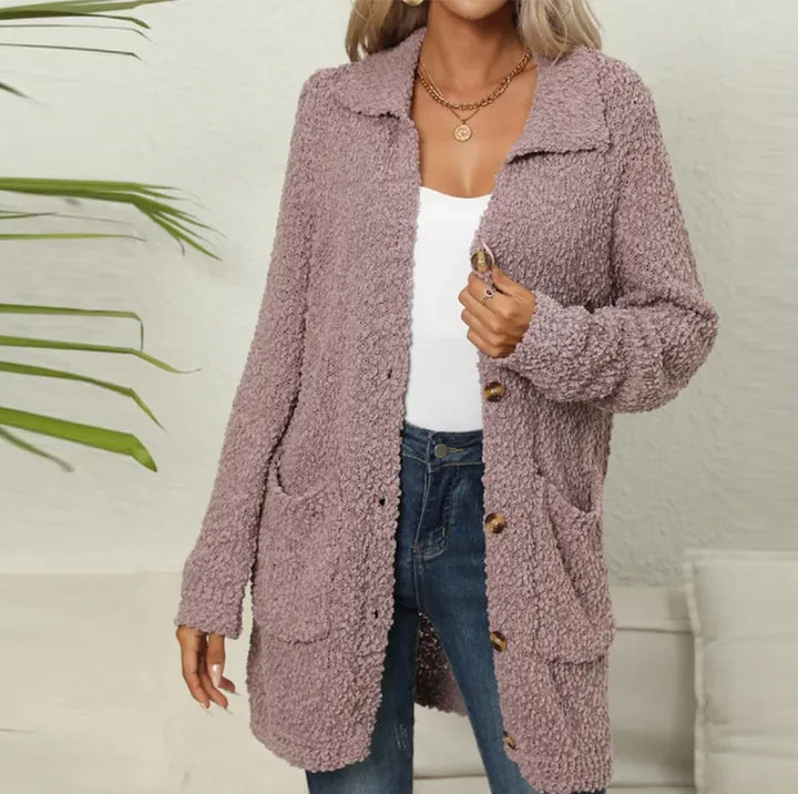 Ella Long Teddy Vest with Pockets-Purple-S-State of Style