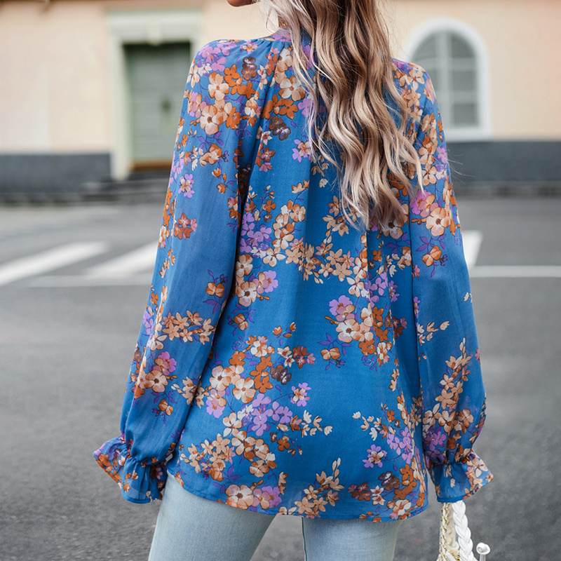 Elowen | Stylish Floral Print Blouse-Apricot-M-State of Style