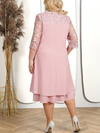 Embroidered Plus-Size Banquet Dress-Navy Blue-L-State of Style