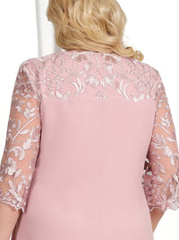Embroidered Plus-Size Banquet Dress-Navy Blue-L-State of Style