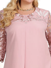 Embroidered Plus-Size Banquet Dress-Navy Blue-L-State of Style