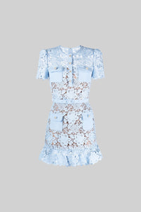 Embroidered summer mini dress with waist belt – Alina-S-State of Style
