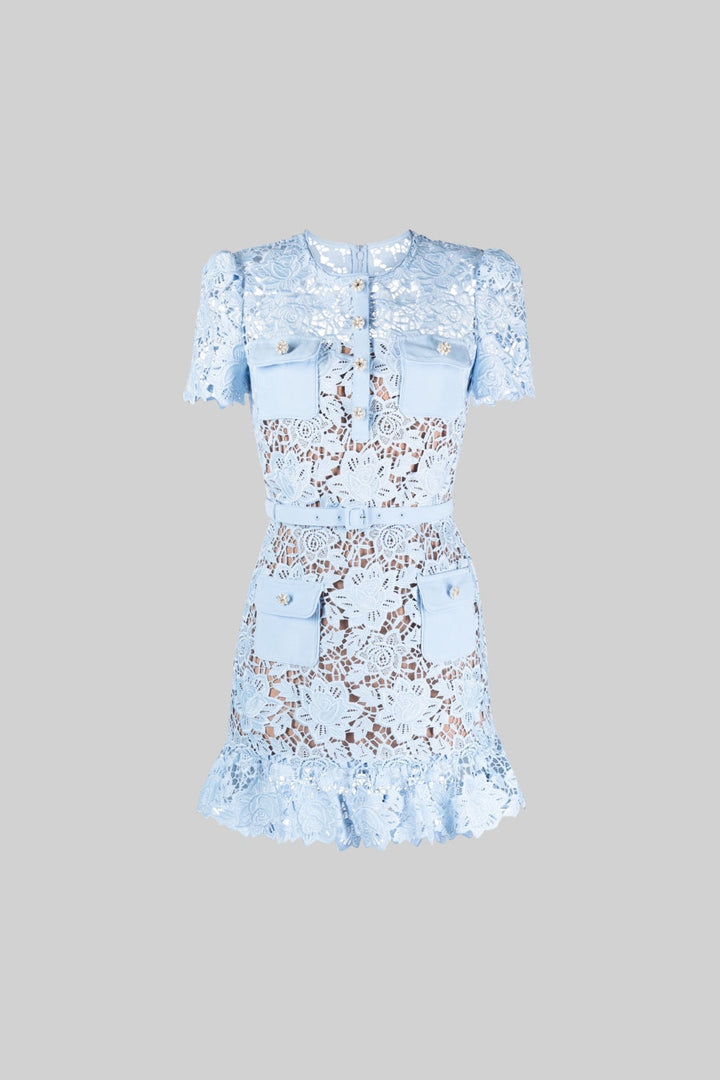 Embroidered summer mini dress with waist belt – Alina-S-State of Style