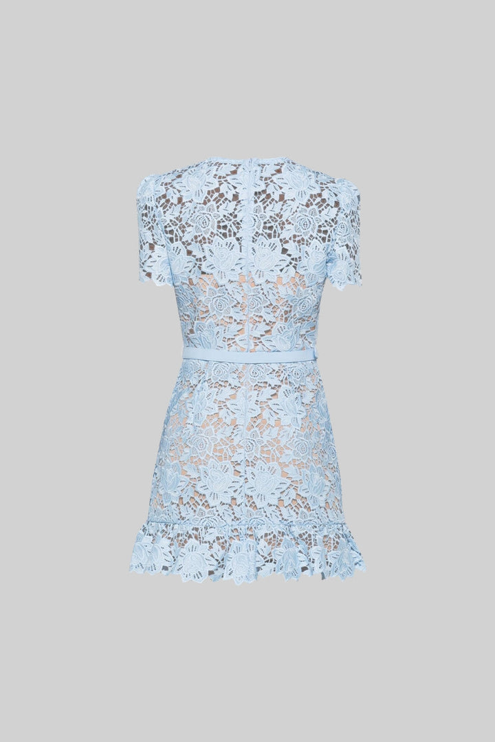 Embroidered summer mini dress with waist belt – Alina-S-State of Style
