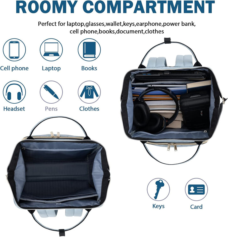 Water-Repellent Expandable Laptop Backpack with RFID Protection & USB Port