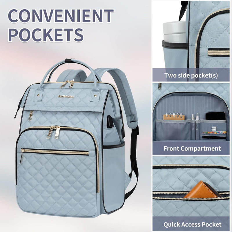 Water-Repellent Expandable Laptop Backpack with RFID Protection & USB Port