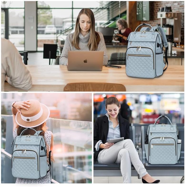 Water-Repellent Expandable Laptop Backpack with RFID Protection & USB Port