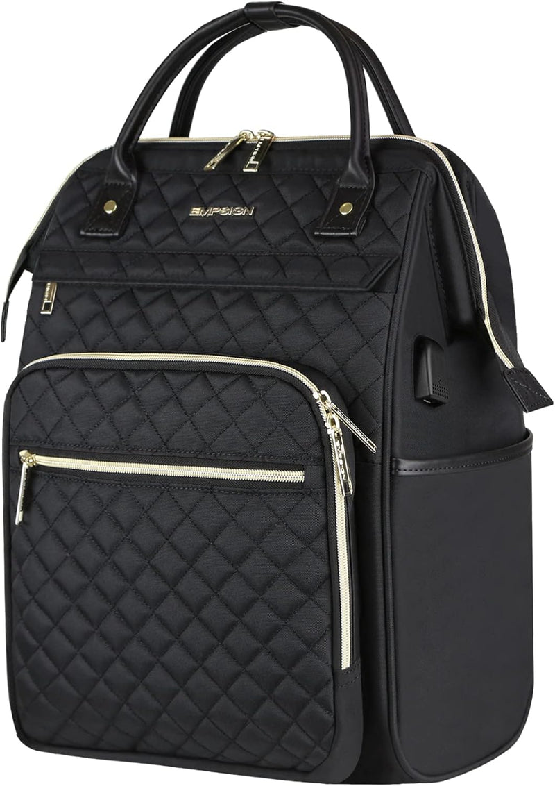 Water-Repellent Expandable Laptop Backpack with RFID Protection & USB Port