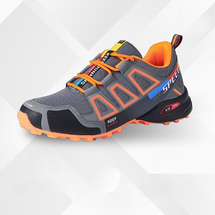 Ergonomic outdoor hiking shoes with comfort cushioning – TrailStep-Grey-Orange-5-State of Style