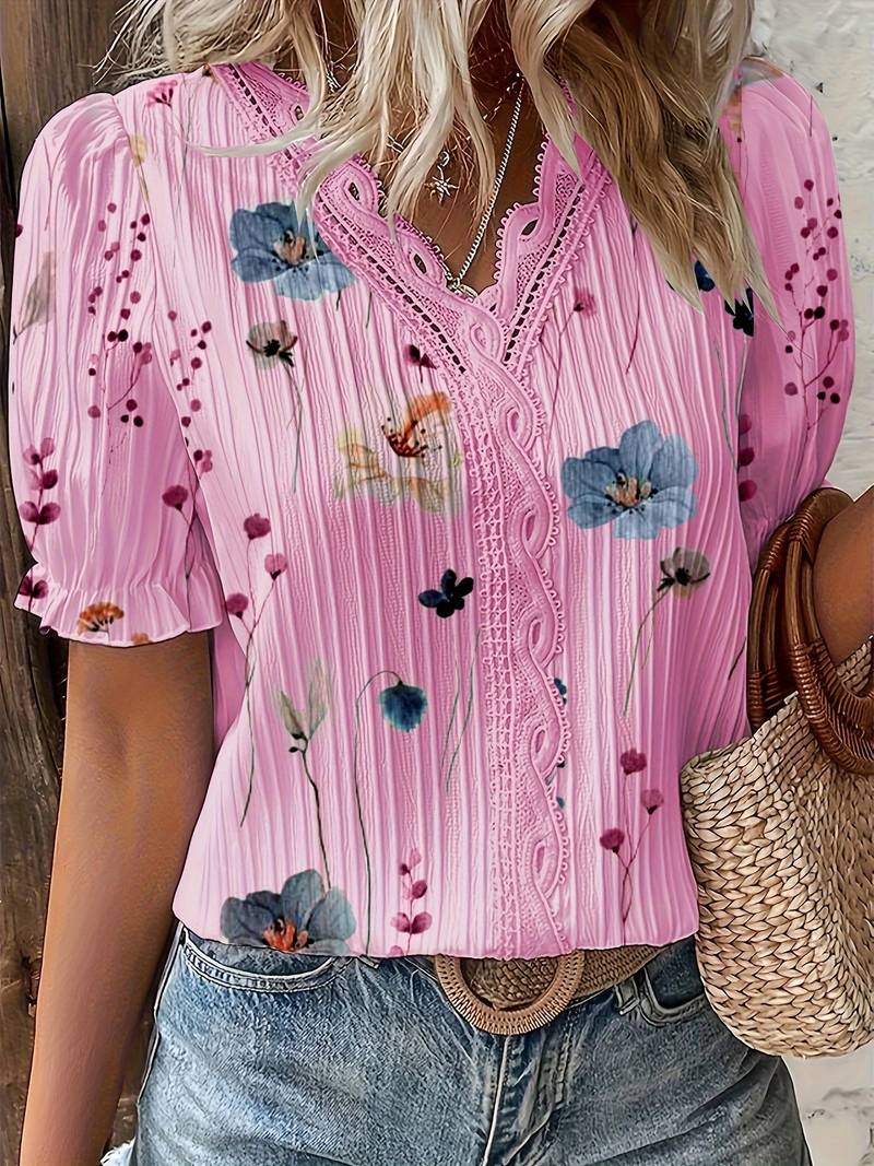 Esmeralda | Spring V-Neck Blouse for Women-Light Pink-M-State of Style