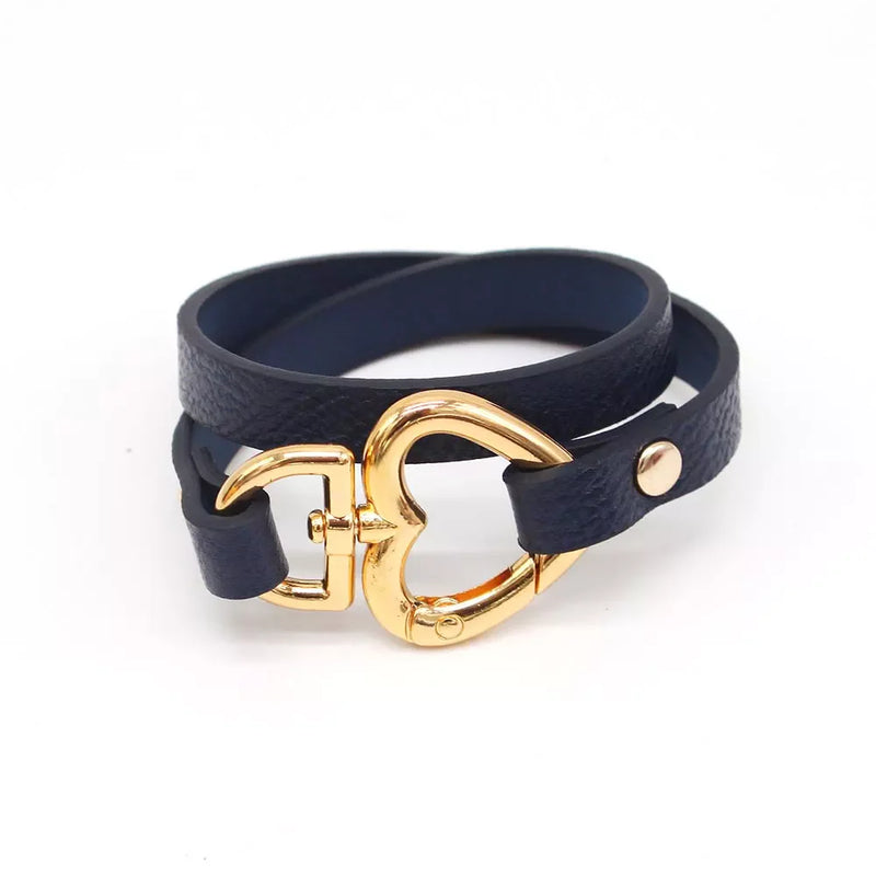 Ethnic Leather Wrap Bracelet | Stylish Women's Jewellery-Navy Blue-State of Style
