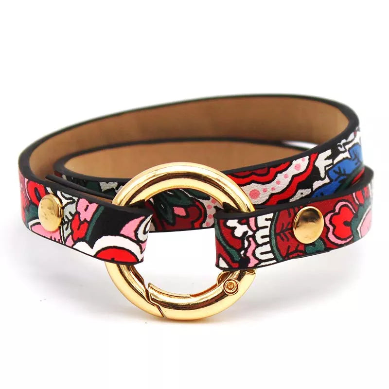 Ethnic Leather Wrap Bracelet | Stylish Women's Jewellery-Red/White-State of Style