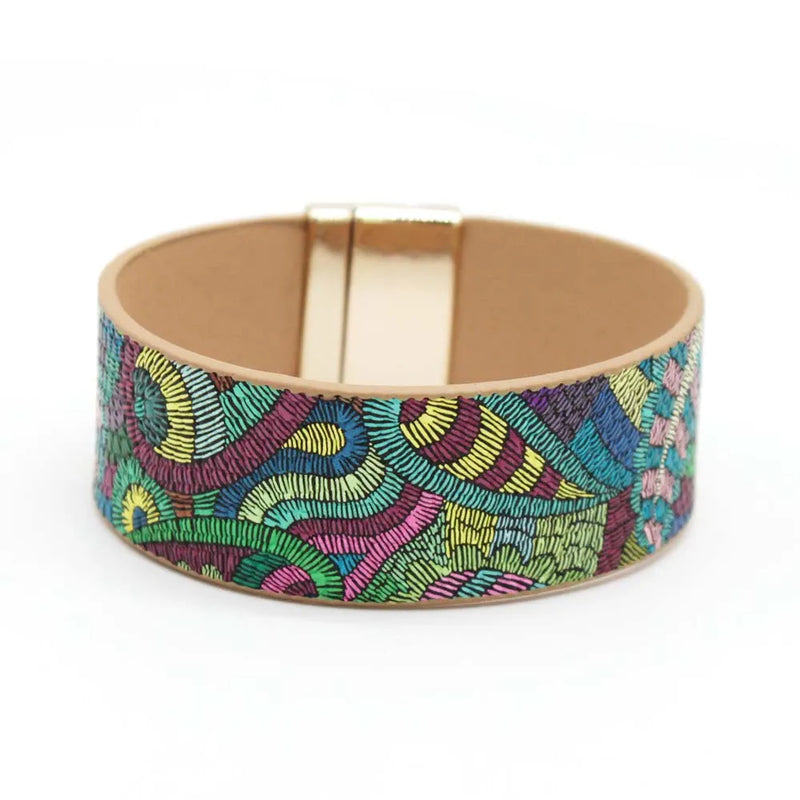 Ethnic Leather Wrap Bracelet | Women's Unique Jewellery-Green-State of Style