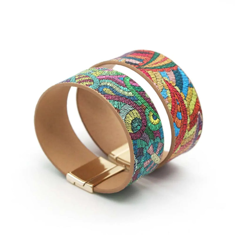Ethnic Leather Wrap Bracelet | Women's Unique Jewellery-Red-State of Style