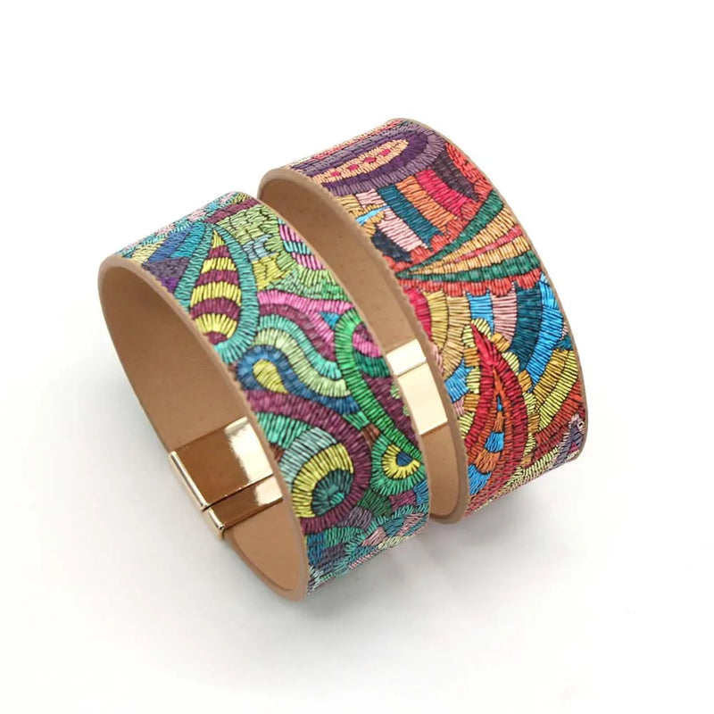 Ethnic Leather Wrap Bracelet | Women's Unique Jewellery-Red-State of Style
