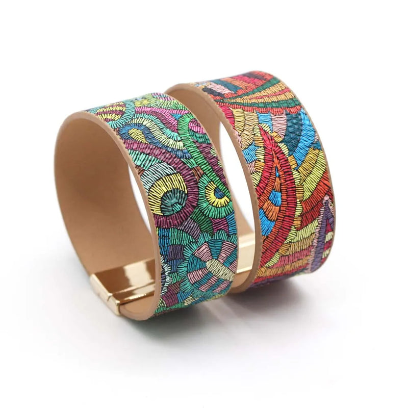 Ethnic Leather Wrap Bracelet | Women's Unique Jewellery-Red-State of Style