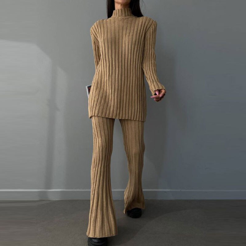 Evelyn Elegant and Casual Two-Piece Lounge Set-Brown-One-Size-State of Style