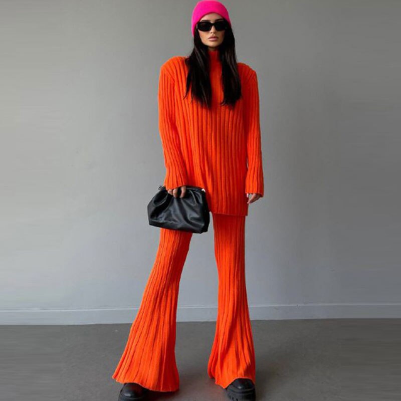 Evelyn Elegant and Casual Two-Piece Lounge Set-Orange-One-Size-State of Style