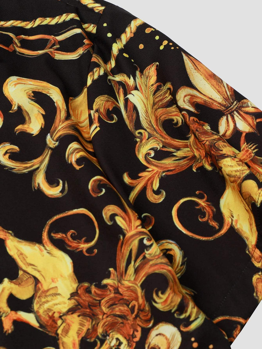 Expressive men's short-sleeved shirt with baroque pattern & lion motif – Dante-M-State of Style
