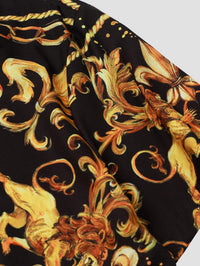 Expressive men's short-sleeved shirt with baroque pattern & lion motif – Dante-M-State of Style