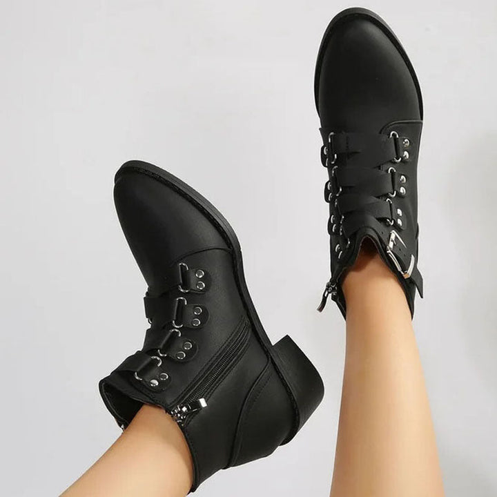 Ladies' ankle boots with block heel in vintage look – Yolisa