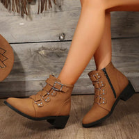 Ladies' ankle boots with block heel in vintage look – Yolisa