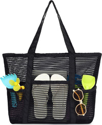 Buy 1, Get 1 FREE – Extra Large Clear Mesh Beach Tote with 8 Pockets – ClearWave
