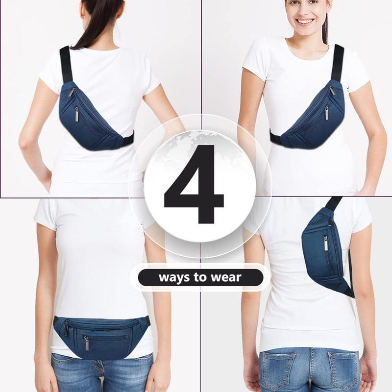 Multi-Pocket Fanny Pack with Adjustable Strap for Travel and Outdoor Use – 1+1 FREE