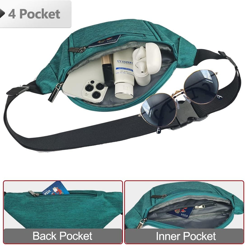 Multi-Pocket Fanny Pack with Adjustable Strap for Travel and Outdoor Use – 1+1 FREE