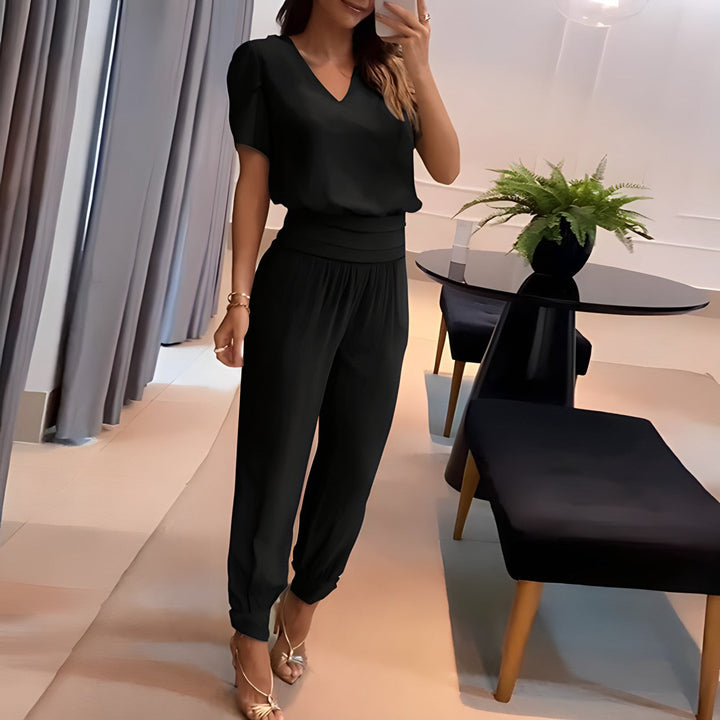 Fashionable blouse set with trousers – Comfort & Style combined – Fabienne-Black-S-State of Style