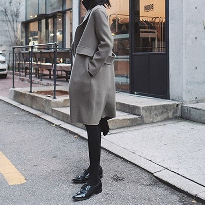 Fashionable Knee-Length Winter Coat - Elowen-Grey-XS-State of Style