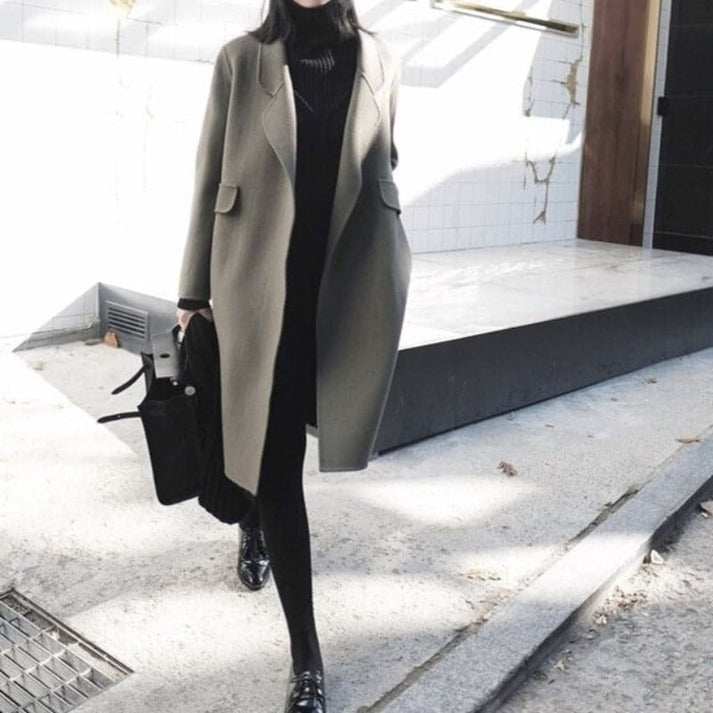 Fashionable Knee-Length Winter Coat - Elowen-Grey-XS-State of Style
