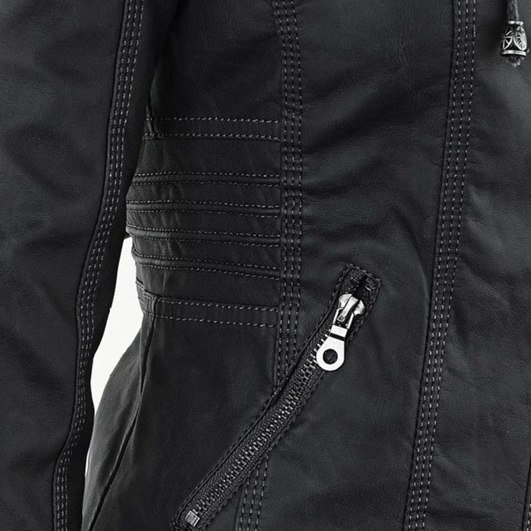 Fashionable Leather Jacket - Zara-Khaki-S-State of Style