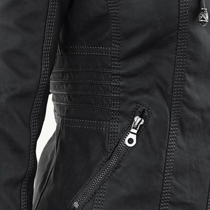 Fashionable Leather Jacket - Zara-Khaki-S-State of Style