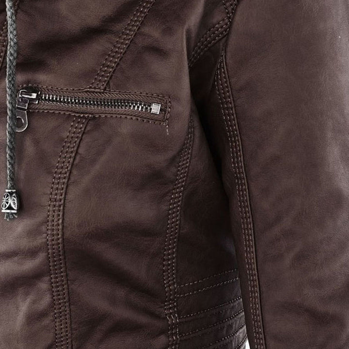 Fashionable Leather Jacket - Zara-Khaki-S-State of Style