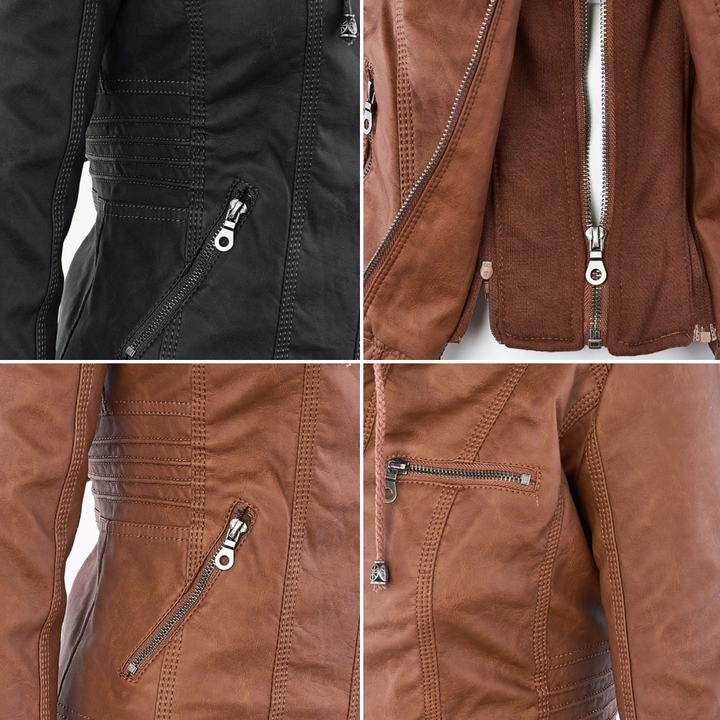 Fashionable Leather Jacket - Zara-Khaki-S-State of Style