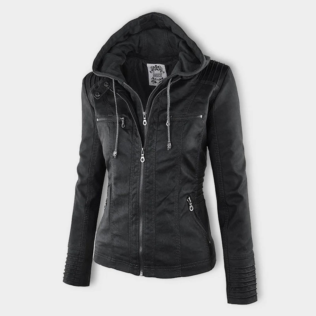 Fashionable Leather Jacket - Zara-Khaki-S-State of Style