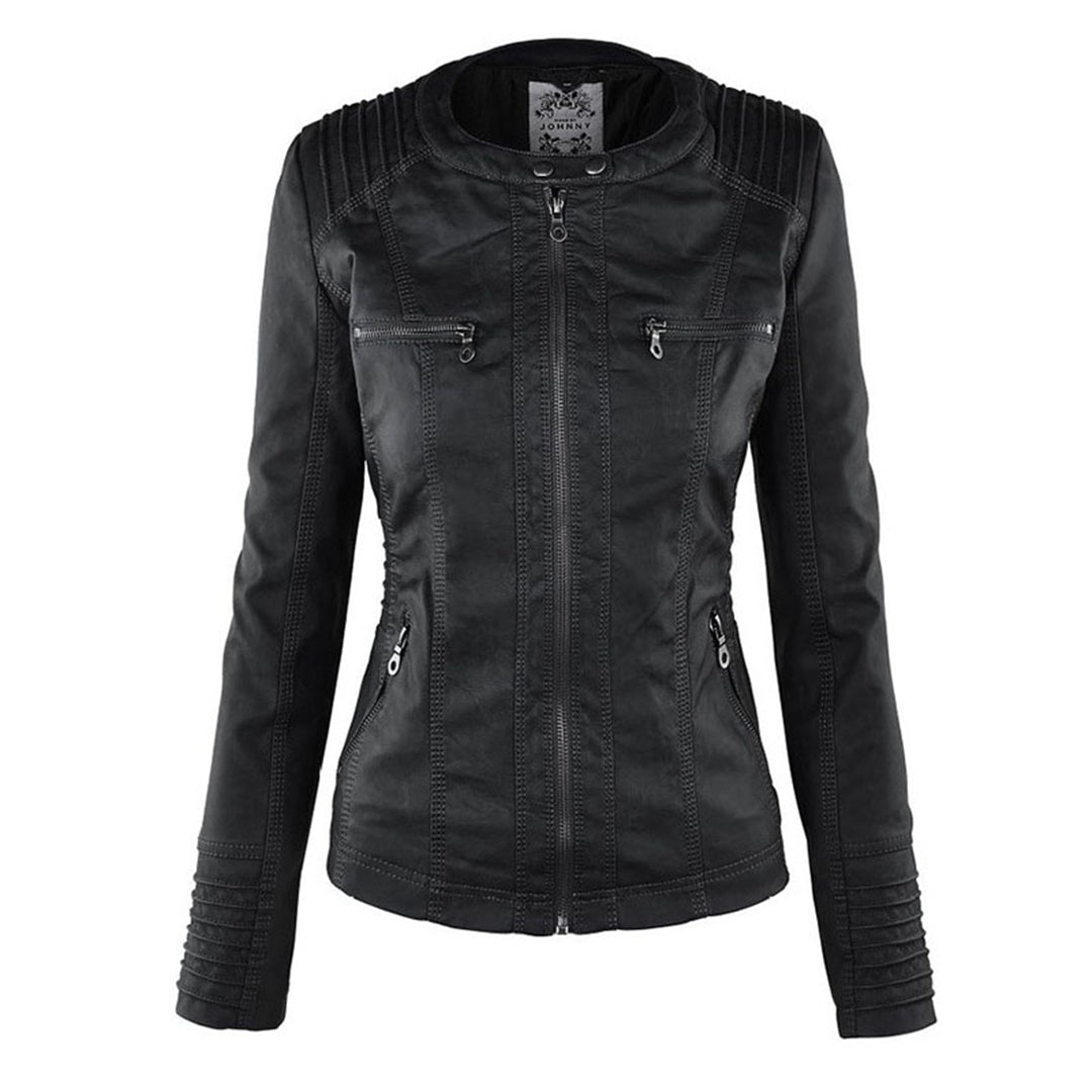 Fashionable Leather Jacket - Zara-Khaki-S-State of Style