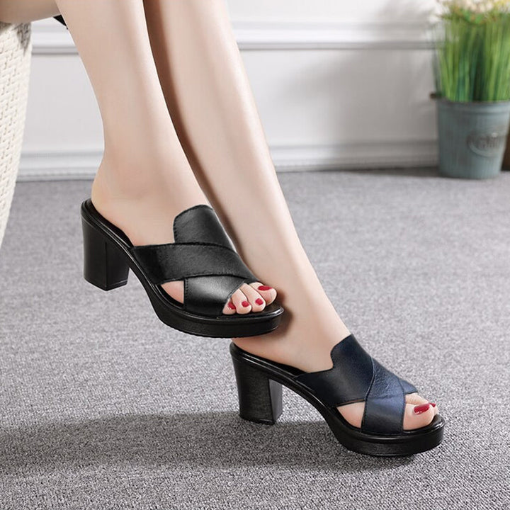 Fashionable platform sandals with block heel – Valeria-Black-3-State of Style
