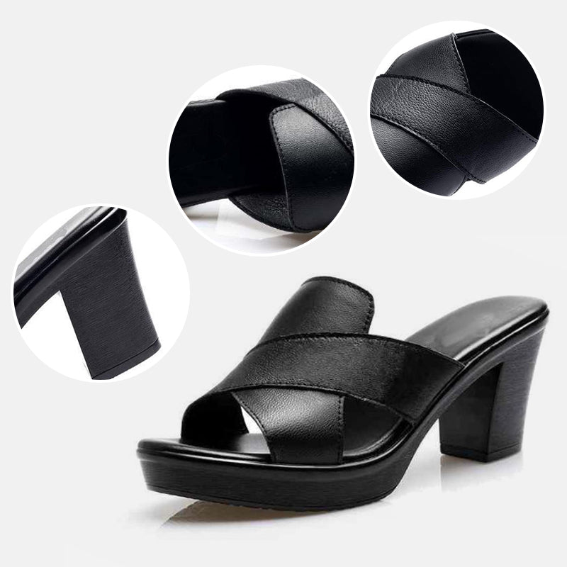 Fashionable platform sandals with block heel – Valeria-Green-3-State of Style