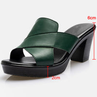 Fashionable platform sandals with block heel – Valeria-Green-3-State of Style