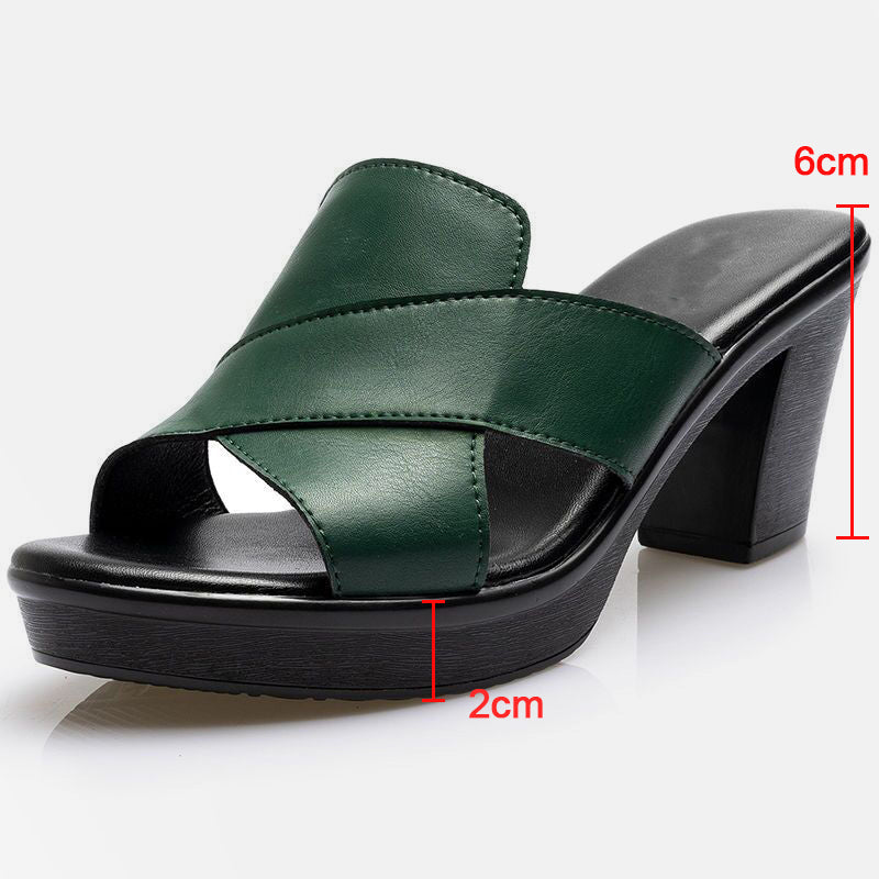 Fashionable platform sandals with block heel – Valeria-Green-3-State of Style