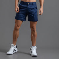 Fashionable slim-fit chino shorts for men – Emil-Navy blue-S-State of Style