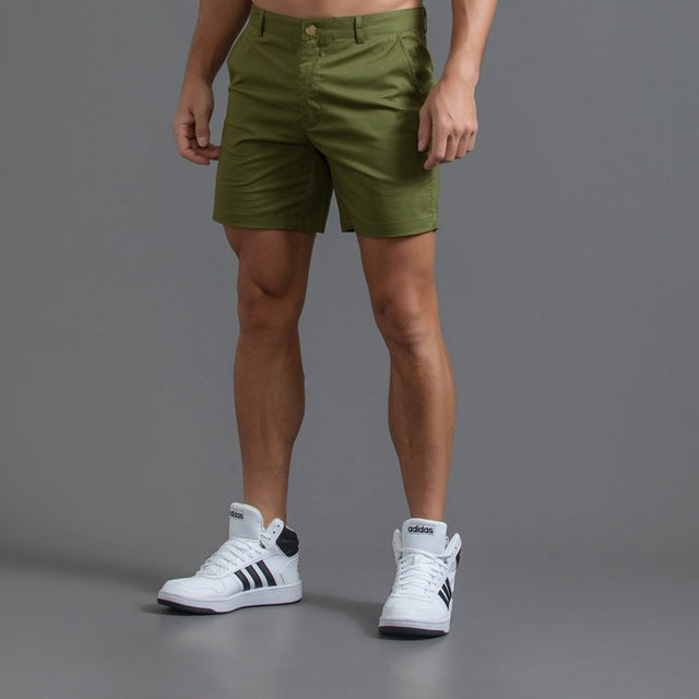 Fashionable slim-fit chino shorts for men – Emil-Olive green-S-State of Style