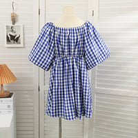 Fashionable women's dress with square neckline & puff sleeves - Selina-Green-State of Style