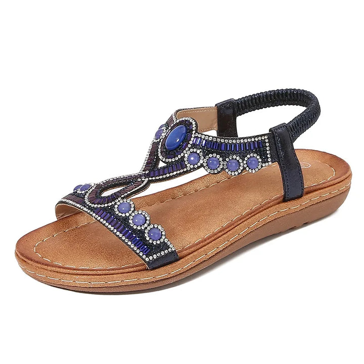 Fashionable women's sandals with rhinestones and glitter – summer shoes for parties and leisure.-Navy blue-3.5-State of Style