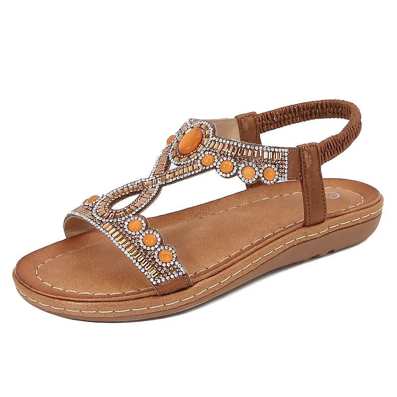 Fashionable women's sandals with rhinestones and glitter – summer shoes for parties and leisure.-Silver-3.5-State of Style