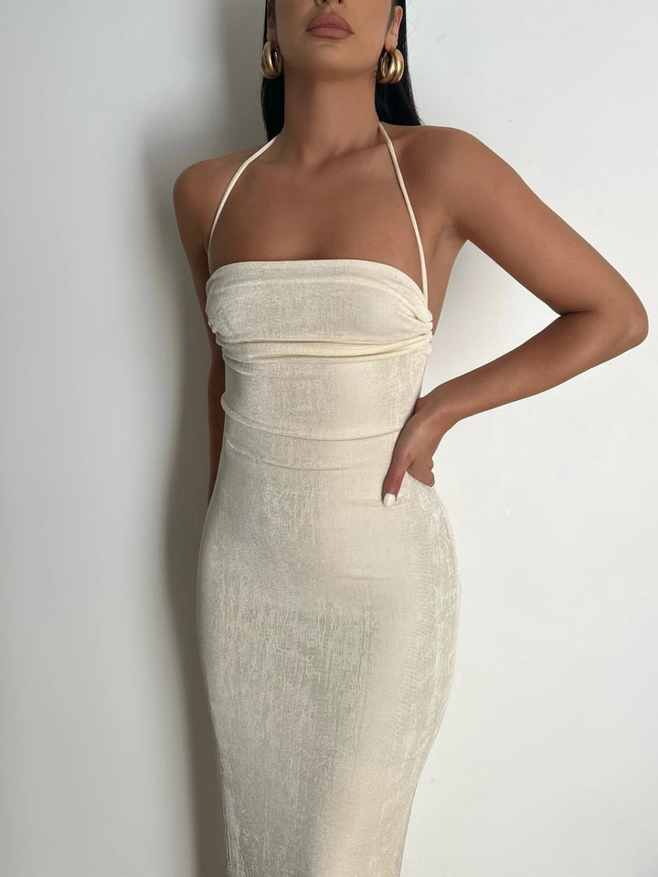 Fayen Maxi Dress with Low Back | Stunning Entrance and Exit-Beige-S-State of Style