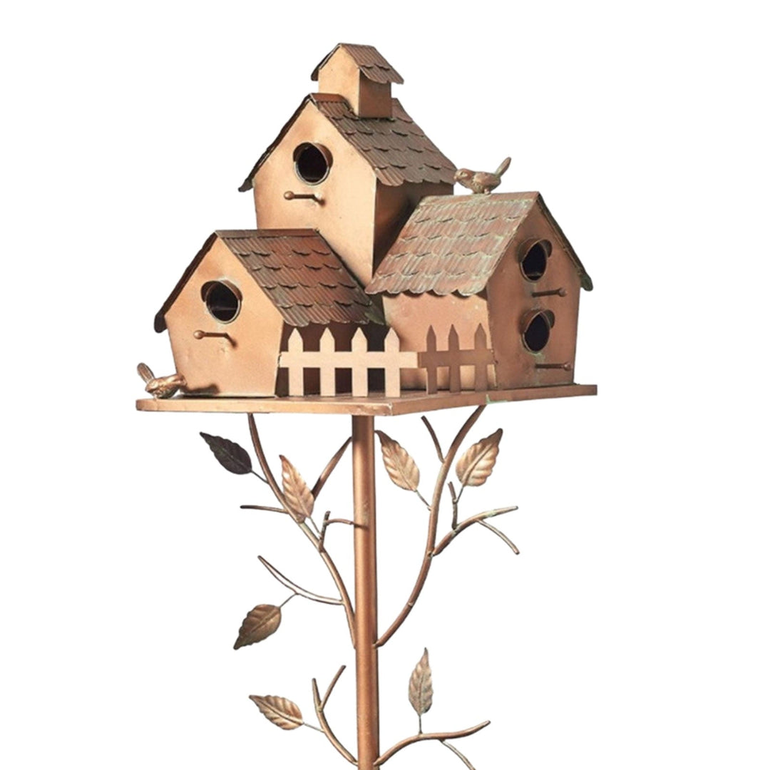 FeatherNest Metal Art Birdhouse on Garden Stake-Trio house-State of Style