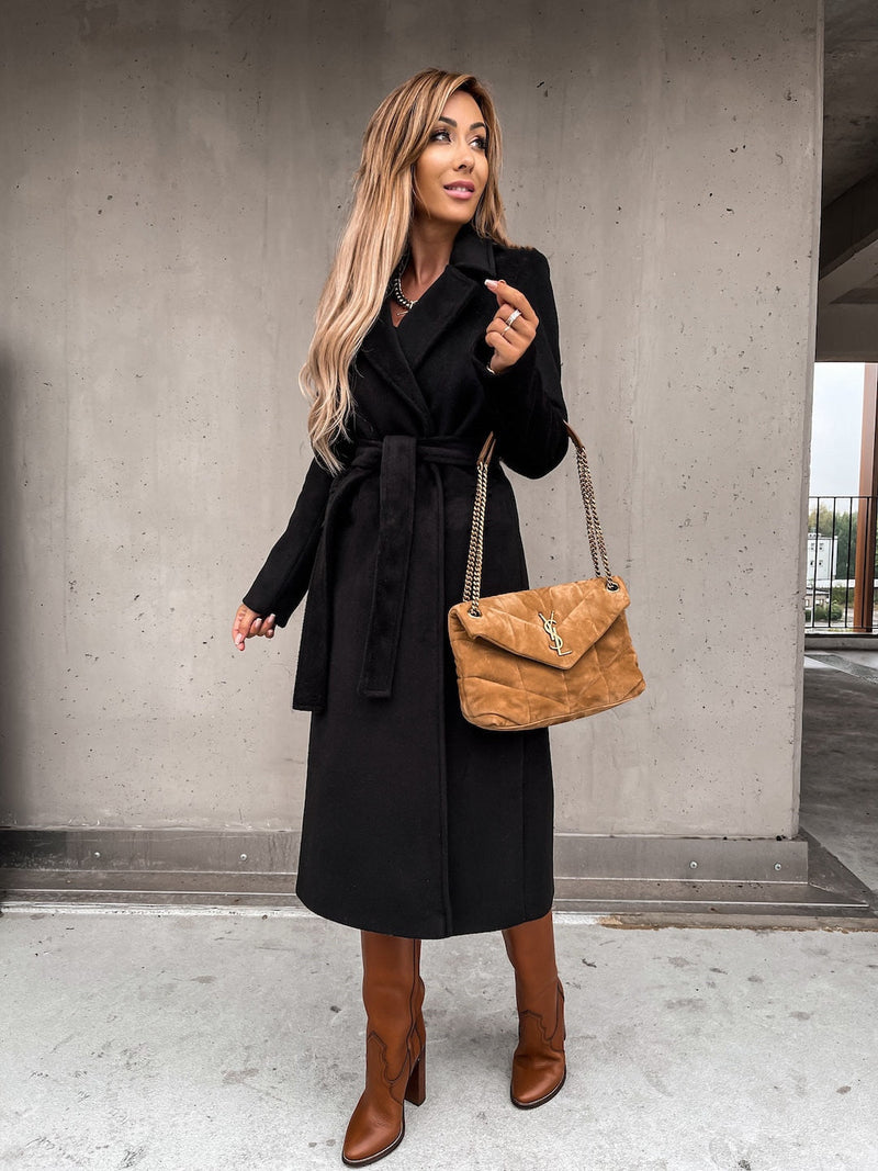 Felicity Jacket | Long Coat for Women-Black-S-State of Style